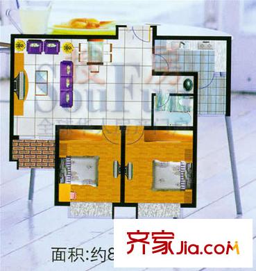 和園愛家戶型圖戶型5 2室1廳1衛(wèi)1廚