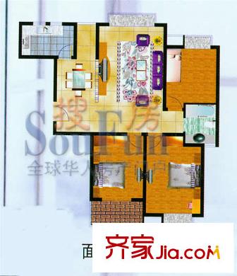 和園愛(ài)家戶型圖戶型1 3室2廳1衛(wèi)1廚