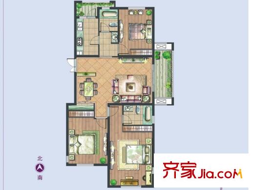 國信上城?學(xué)府二期8#11#東戶D1戶型 3室2廳2衛(wèi)1廚