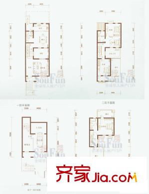 泉山森林海戶型圖F2戶型聯(lián)排別墅 4室2廳3衛(wèi)1廚