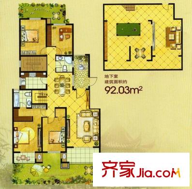 鑫苑景園戶型圖花園洋房G1戶型 4室2廳2衛(wèi)