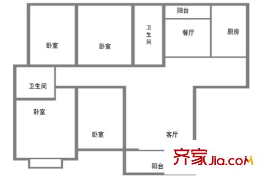 君廷湖畔19#03室戶型 4室2廳2衛(wèi)1廚