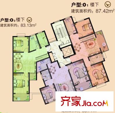文華美景O#樓戶型樓下 