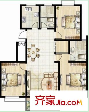 文華美景L#樓L1戶型圖 3室2廳2衛(wèi)1廚