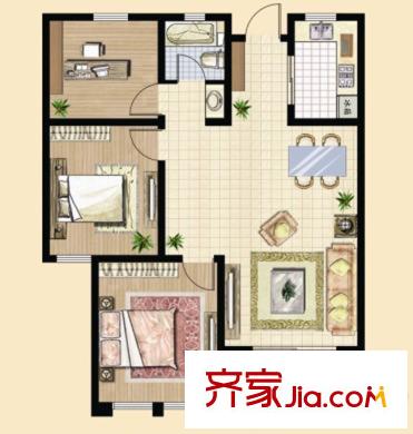 坤泰御景灣B9#B10#B戶型 3室2廳1衛(wèi)1廚