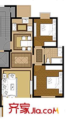 金域華庭戶型F’ 2室2廳1衛(wèi)