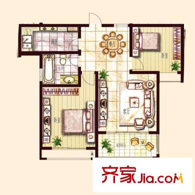 東方帝景城B戶(hù)型 2室2廳1衛(wèi)