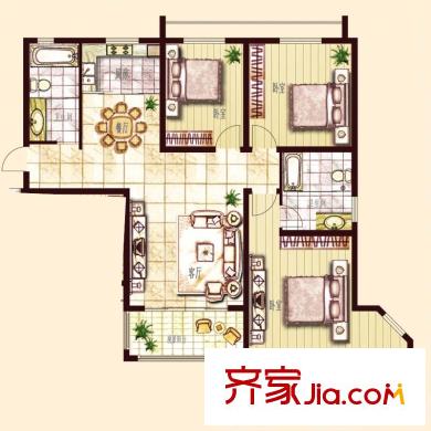 東方帝景城C戶(hù)型 3室2廳2衛(wèi)