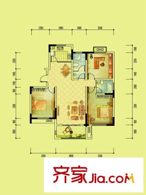 東南郡三期12#A1戶型 3室2廳2衛(wèi)1廚