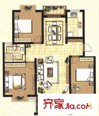 藍(lán)庭國際二期hy1戶型 3室2廳1衛(wèi)1廚