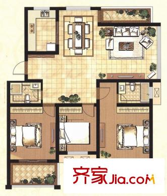 藍(lán)庭國際二期hy3戶型 3室2廳2衛(wèi)1廚