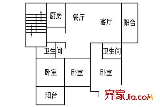 藍(lán)庭國際洋房D戶型 3室2廳2衛(wèi)1廚