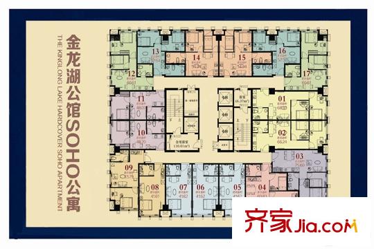 金龍湖公館SOHO公寓整層平面圖 1室1廳1衛(wèi)1廚