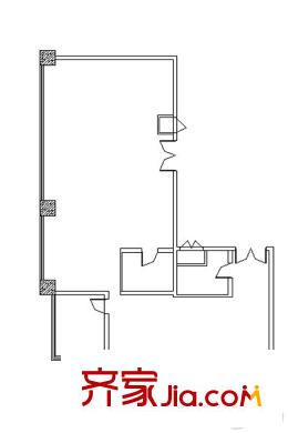財(cái)富灣商住樓戶型 1室1廳1衛(wèi)1廚