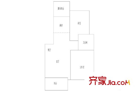 御景華庭二期3戶型 2室2廳1衛(wèi)1廚