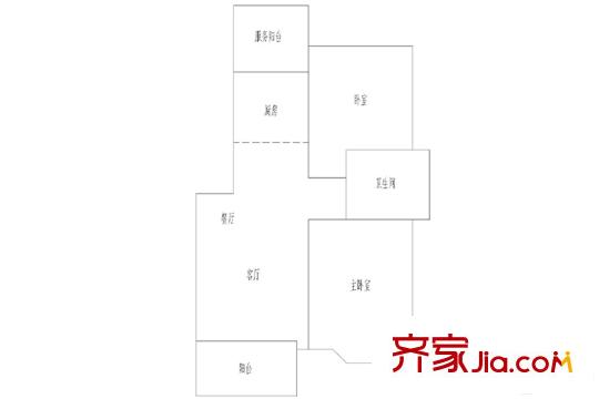 御景華庭二期1戶型 2室2廳1衛(wèi)1廚
