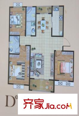 九里景秀D戶型圖 3室2廳2衛(wèi)1廚