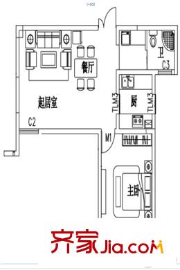 匯龍國際花園6#71.70平方米戶型圖 1室1廳1衛(wèi)1廚