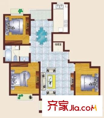 匯龍國際花園G戶型 3室2廳1衛(wèi)