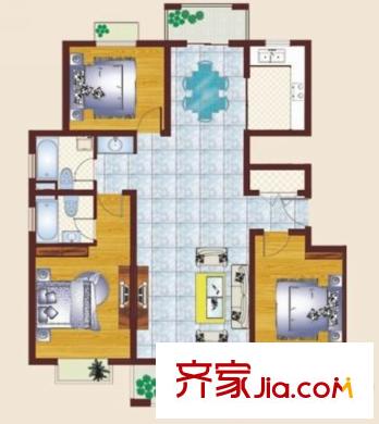 匯龍國際花園C戶型 3室2廳2衛(wèi)