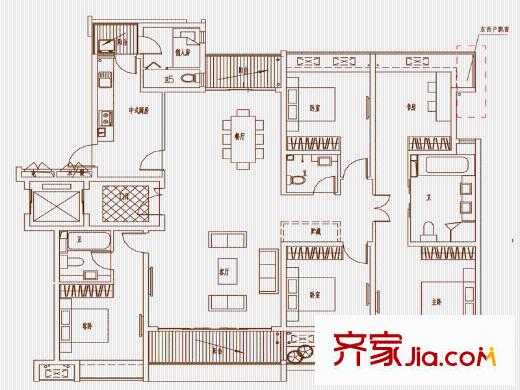 鼓樓廣場(chǎng)13#-06戶型 6室2廳4衛(wèi)1廚