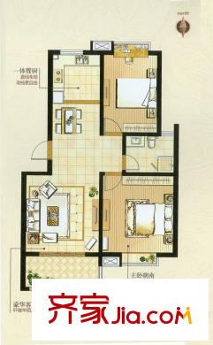 盛世名門28#中間戶B戶型 2室2廳1衛(wèi)1廚