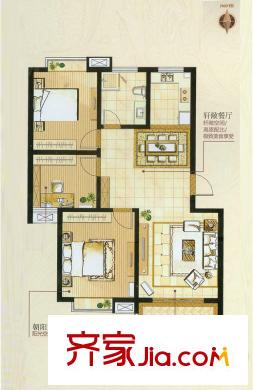盛世名門28#中間戶C戶型 3室2廳1衛(wèi)1廚