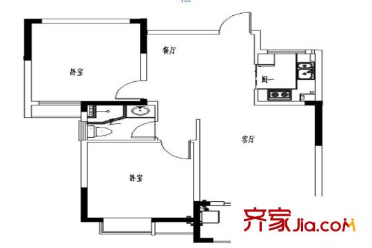 錦繡江南A3戶型 2室2廳1衛(wèi)1廚