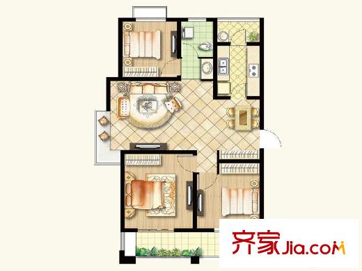 綠地高鐵東城二期19#2單元03室 3室2廳1衛(wèi)1廚