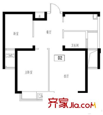 宏基天城4#02室戶型 2室2廳1衛(wèi)1廚