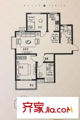 華美?風(fēng)景園G2戶型91平方米 3室2廳1衛(wèi)1廚
