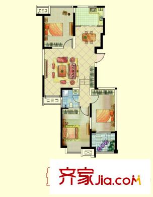 阿爾卡迪亞文承苑18/21/23號樓B戶型 3室2廳1衛(wèi)