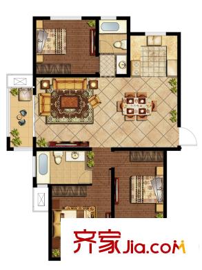 鑫苑景城F戶型 5# 3室2廳2衛(wèi)1廚