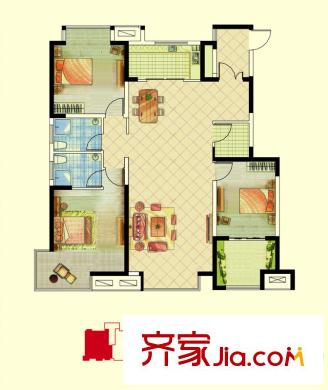 阿爾卡迪亞文承苑20#A戶型 3室2廳2衛(wèi)