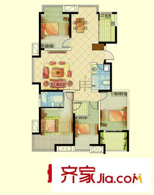 阿爾卡迪亞文承苑18/21/23號樓D戶型 4室2廳2衛(wèi)