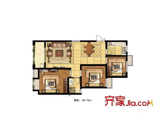 福潤(rùn)苑2#戶型圖 3室2廳1衛(wèi)1廚