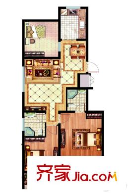 水榭春天12#95平方米戶型 3室2廳2衛(wèi)1廚