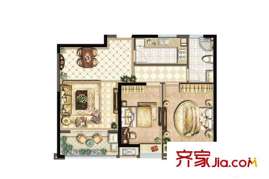 美的城11#邊戶88.5平方米戶型 2室2廳1衛(wèi)1廚