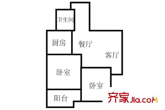 煌庭棕櫚灣8號(hào)樓2單元2戶型 2室2廳1衛(wèi)1廚