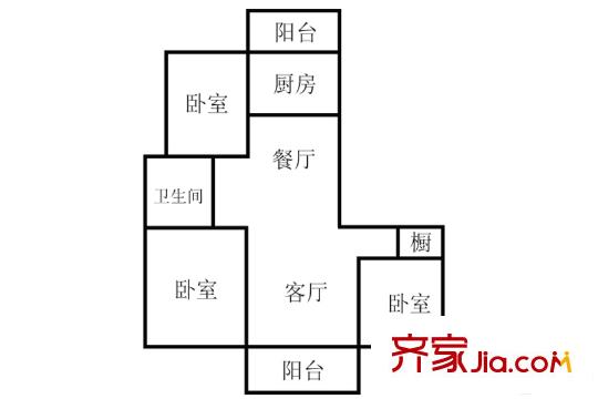 煌庭棕櫚灣8號(hào)樓1單元2戶型 3室2廳1衛(wèi)1廚