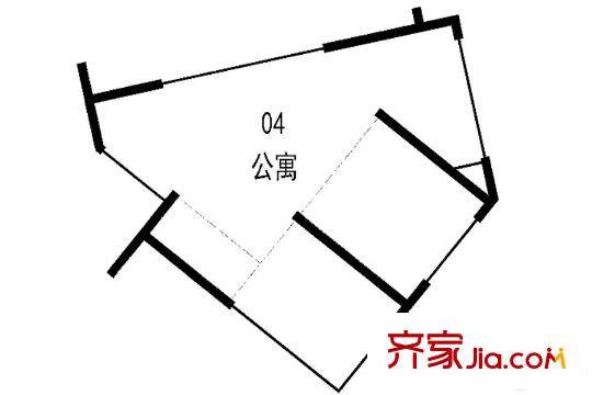 萬科淮海天地二街區(qū)1#04戶 1室1廳1衛(wèi)1廚