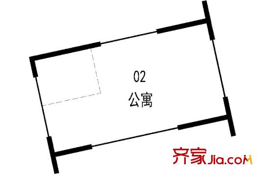 萬科淮海天地二街區(qū)1#02戶 1室1廳1衛(wèi)1廚