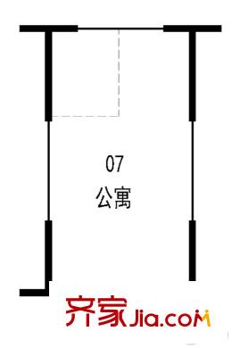 萬科淮海天地二街區(qū)1#07戶 1室1廳1衛(wèi)1廚