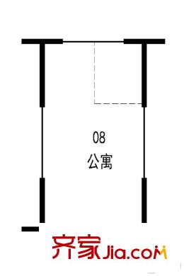 萬科淮海天地二街區(qū)1#08戶 1室1廳1衛(wèi)1廚