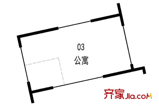 萬科淮海天地二街區(qū)1#03戶 1室1廳1衛(wèi)1廚