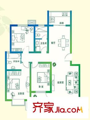 萬豪綠城C2戶型 3室2廳2衛(wèi)1廚
