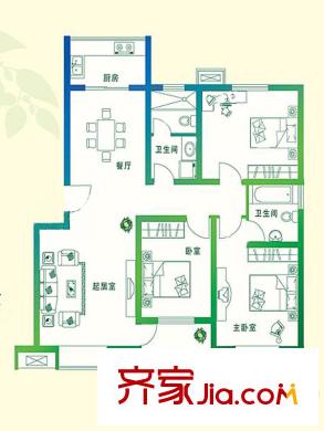 萬豪綠城C1戶型 3室2廳2衛(wèi)1廚