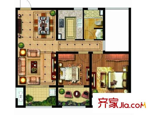 雨潤(rùn)新城高層中間戶(玉蘭苑5#7#8#9#10#11#)G2 戶型 2室2廳1衛(wèi)1廚