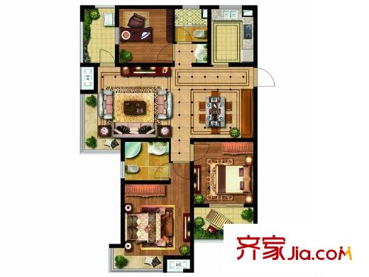 雨潤(rùn)新城一期高層(玉蘭苑11#5#7#10#9#)G6戶型 3室2廳2衛(wèi)1廚