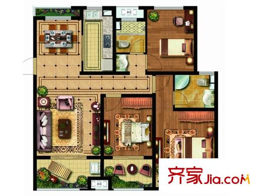 雨潤(rùn)新城一期高層（玉蘭苑5#7#11#8#10#9#）G7戶型 3室2廳2衛(wèi)1廚